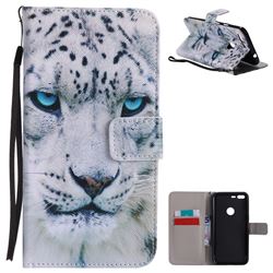 White Leopard PU Leather Wallet Case for Google Pixel XL