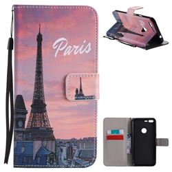Paris Eiffel Tower PU Leather Wallet Case for Google Pixel XL
