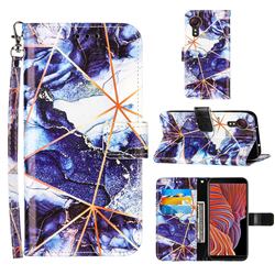 Starry Blue Stitching Color Marble Leather Wallet Case for Samsung Galaxy Xcover 5