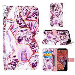 Dream Purple Stitching Color Marble Leather Wallet Case for Samsung Galaxy Xcover 5