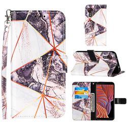 Black and White Stitching Color Marble Leather Wallet Case for Samsung Galaxy Xcover 5