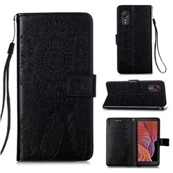 Embossing Dream Catcher Mandala Flower Leather Wallet Case for Samsung Galaxy Xcover 5 - Black