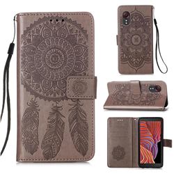 Embossing Dream Catcher Mandala Flower Leather Wallet Case for Samsung Galaxy Xcover 5 - Gray