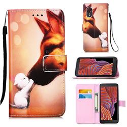 Hound Kiss Matte Leather Wallet Phone Case for Samsung Galaxy Xcover 5