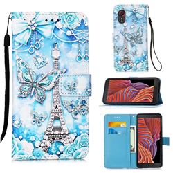 Tower Butterfly Matte Leather Wallet Phone Case for Samsung Galaxy Xcover 5