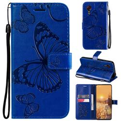 Embossing 3D Butterfly Leather Wallet Case for Samsung Galaxy Xcover 5 - Blue