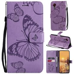 Embossing 3D Butterfly Leather Wallet Case for Samsung Galaxy Xcover 5 - Purple