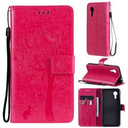 Embossing Butterfly Tree Leather Wallet Case for Samsung Galaxy Xcover 5 - Rose