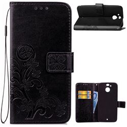 Embossing Imprint Four-Leaf Clover Leather Wallet Case for HTC 10 Evo / HTC Bolt - Black