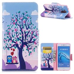 Tree and Owls Leather Wallet Case for Huawei Enjoy 6s Honor 6C Nova Smart