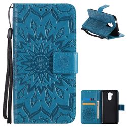 Embossing Sunflower Leather Wallet Case for Huawei Enjoy 6s Honor 6C Nova Smart - Blue