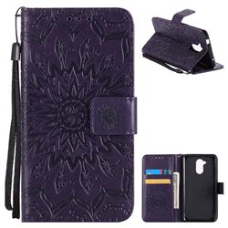 Embossing Sunflower Leather Wallet Case for Huawei Enjoy 6s Honor 6C Nova Smart - Purple