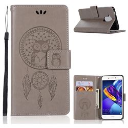 Intricate Embossing Owl Campanula Leather Wallet Case for Huawei Enjoy 6s Honor 6C Nova Smart - Grey