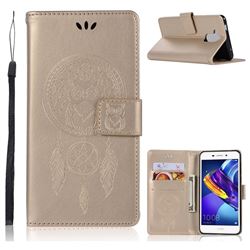 Intricate Embossing Owl Campanula Leather Wallet Case for Huawei Enjoy 6s Honor 6C Nova Smart - Champagne
