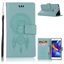 Intricate Embossing Owl Campanula Leather Wallet Case for Huawei Enjoy 6s Honor 6C Nova Smart - Green