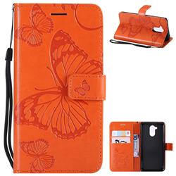 Embossing 3D Butterfly Leather Wallet Case for Huawei Enjoy 6s Honor 6C Nova Smart - Orange