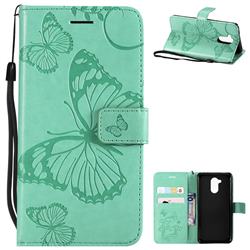 Embossing 3D Butterfly Leather Wallet Case for Huawei Enjoy 6s Honor 6C Nova Smart - Green