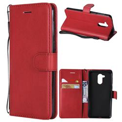 Retro Greek Classic Smooth PU Leather Wallet Phone Case for Huawei Enjoy 6s Honor 6C Nova Smart - Red
