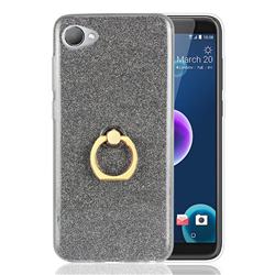 Luxury Soft TPU Glitter Back Ring Cover with 360 Rotate Finger Holder Buckle for HTC Desire 12(5.5 inch) - Black