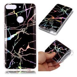 Plating Black Marble Pattern Bright Color Laser Soft TPU Case for HTC Desire 12+ Plus (6.0 inch)