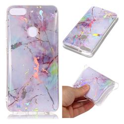 Pink Purple Marble Pattern Bright Color Laser Soft TPU Case for HTC Desire 12+ Plus (6.0 inch)