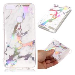 White Marble Pattern Bright Color Laser Soft TPU Case for HTC Desire 12+ Plus (6.0 inch)