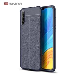 Luxury Auto Focus Litchi Texture Silicone TPU Back Cover for Huawei Enjoy 10s - Dark Blue