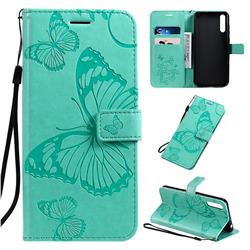 Embossing 3D Butterfly Leather Wallet Case for Huawei Enjoy 10s - Green