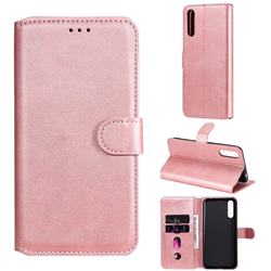 Retro Calf Matte Leather Wallet Phone Case for Huawei Enjoy 10s - Pink
