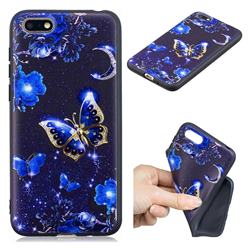 Phnom Penh Butterfly 3D Embossed Relief Black TPU Cell Phone Back Cover for Huawei Enjoy 8E