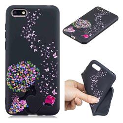 Corolla Girl 3D Embossed Relief Black TPU Cell Phone Back Cover for Huawei Enjoy 8E