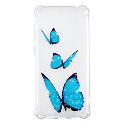 Blue butterfly Anti-fall Clear Varnish Soft TPU Back Cover for Huawei Enjoy 9