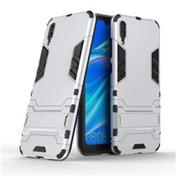 Armor Premium Tactical Grip Kickstand Shockproof Dual Layer Rugged Hard Cover for Huawei Enjoy 9 - Silver