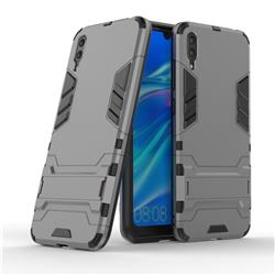Armor Premium Tactical Grip Kickstand Shockproof Dual Layer Rugged Hard Cover for Huawei Enjoy 9 - Gray