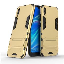 Armor Premium Tactical Grip Kickstand Shockproof Dual Layer Rugged Hard Cover for Huawei Enjoy 9 - Golden
