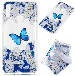 Blue Butterfly Flower Super Clear Soft TPU Back Cover for Huawei Enjoy 9