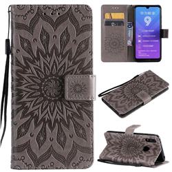Embossing Sunflower Leather Wallet Case for Huawei Enjoy 9 - Gray