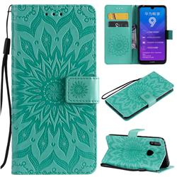 Embossing Sunflower Leather Wallet Case for Huawei Enjoy 9 - Green