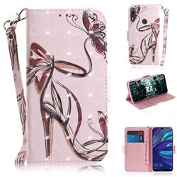 Butterfly High Heels 3D Painted Leather Wallet Phone Case for Huawei Enjoy 9