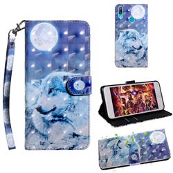Moon Wolf 3D Painted Leather Wallet Case for Huawei Enjoy 9