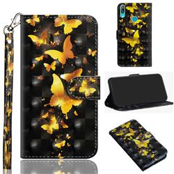 Golden Butterfly 3D Painted Leather Wallet Case for Huawei Enjoy 9