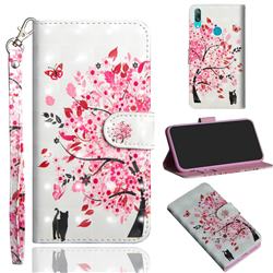 Tree and Cat 3D Painted Leather Wallet Case for Huawei Enjoy 9