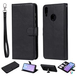 Retro Greek Detachable Magnetic PU Leather Wallet Phone Case for Huawei Enjoy 9 - Black