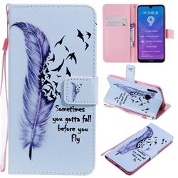 Feather Birds PU Leather Wallet Case for Huawei Enjoy 9