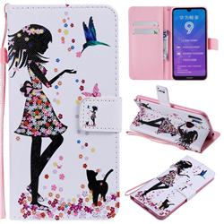 Petals and Cats PU Leather Wallet Case for Huawei Enjoy 9