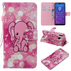 Pink Elephant PU Leather Wallet Case for Huawei Enjoy 9