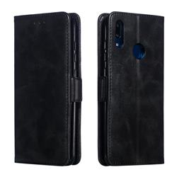 Retro Classic Calf Pattern Leather Wallet Phone Case for Huawei Enjoy 9 - Black
