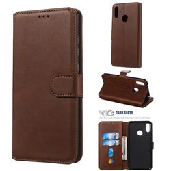 Retro Calf Matte Leather Wallet Phone Case for Huawei Enjoy 9 - Brown