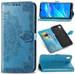 Embossing Imprint Mandala Flower Leather Wallet Case for Huawei Enjoy 9 - Blue