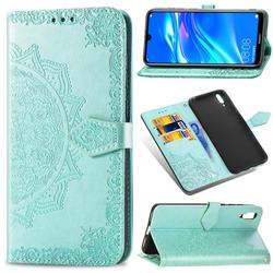 Embossing Imprint Mandala Flower Leather Wallet Case for Huawei Enjoy 9 - Green